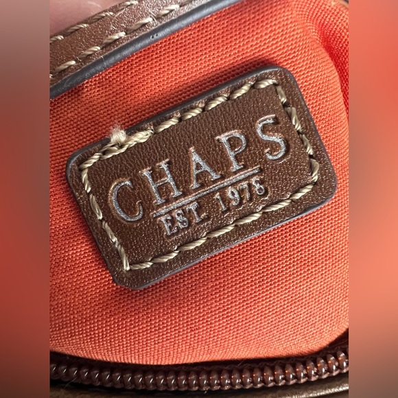 REDUCED!! Chaps Ralph Lauren Traveler Orange Avalon Madras Crossbody Sling Bag - Picture 2 of 12